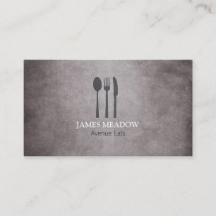 Grunge Fork Knivar Spoon Restaurant Cafe Catering Visitkort