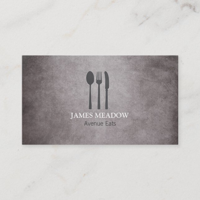 Grunge Fork Knivar Spoon Restaurant Cafe Catering  Visitkort (Framsida)