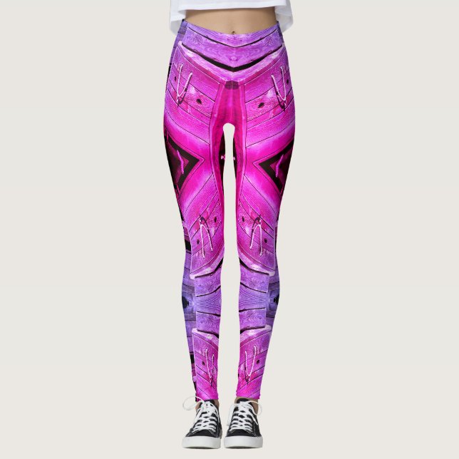 Grunge Fuchsia Struktur med Architectural Inslag Leggings (Framsida)
