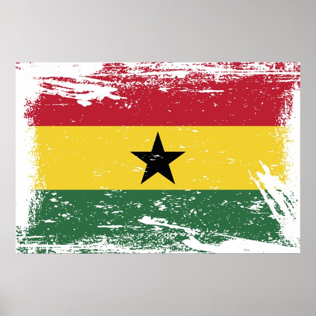 Grunge Ghana Flagga Poster (Framsidan)