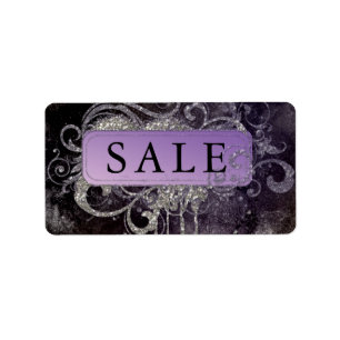 Grunge Glitter Salon Black Lila Sale Adress Adressetikett