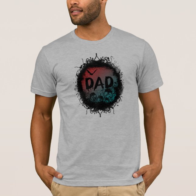 Grunge-Goth Pappa med Döskallar och Fladdermus Tröja (Framsida)