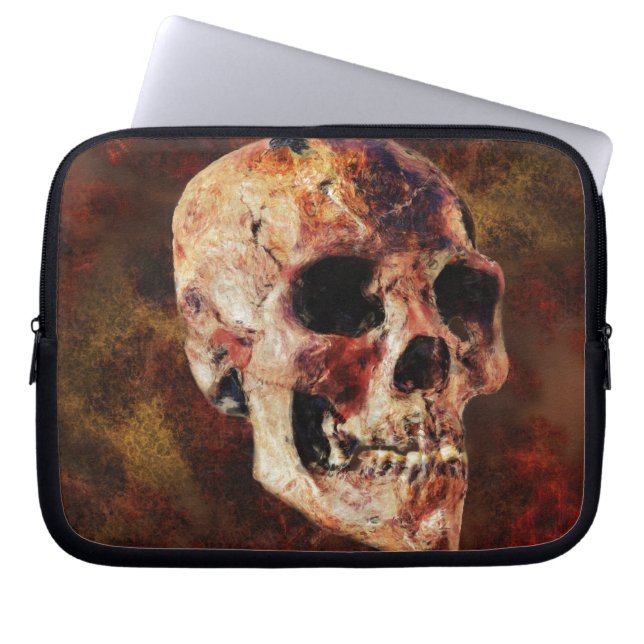 Grunge Gothic Skull - Scary Halloween Horror Laptop Sleeve (Framsidan)