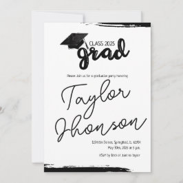 Grunge grad card with graduation hat inbjudningar