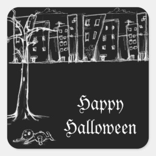 Grunge Graffiti Halloween Stickers Fyrkantigt Klistermärke