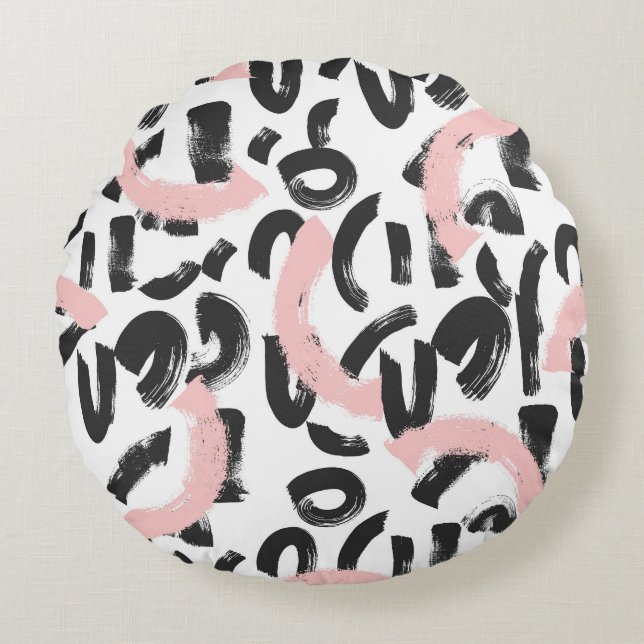 Grunge graffiti: konstpenseldrag. rund kudde (Framsidan)