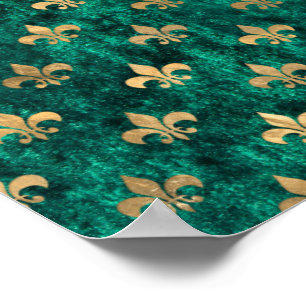 Grunge Grön Sammet Fleur De Lis Mardi Gras Poster
