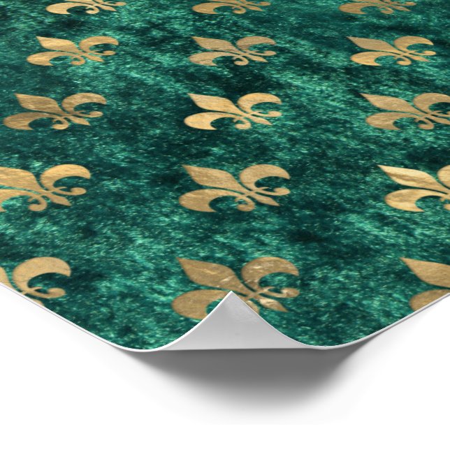 Grunge Grön Sammet Fleur De Lis Mardi Gras Poster (Hörn)