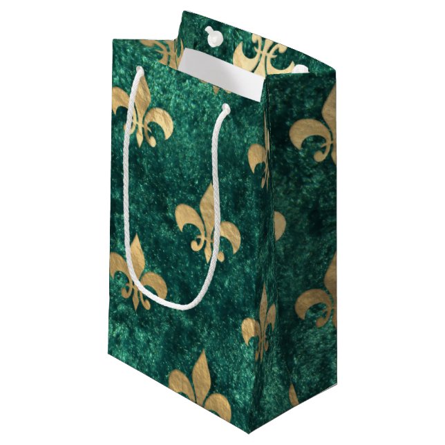 Grunge Grön Sammets Fleur De Lis Mardi Gras (Framsidan Vinklad)