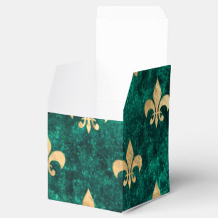 Grunge Grön Sammets Fleur De Lis Mardi Gras Presentaskar
