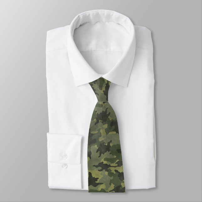 Grunge Grönt Camo Military Camouflage Manar Tie Slips (Bunden)