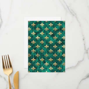 Grunge Grönt Velvet Fleur De Lis Mardi Gras Meny