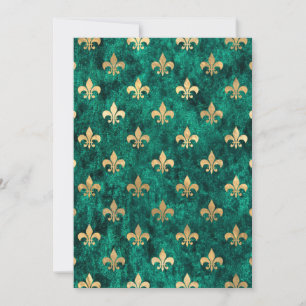Grunge Grönt Velvet Fleur De Lis Mardi Gras Tack Kort