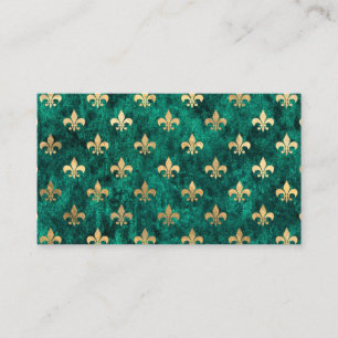 Grunge Grönt Velvet Fleur De Lis Mardi Gras Visitkort