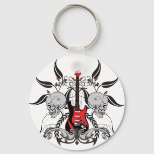 Grunge Guitar och Skull Nyckelring