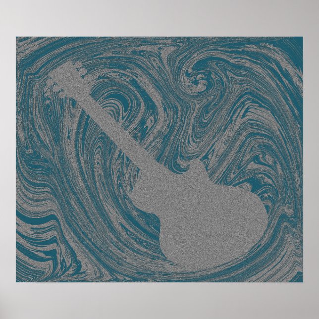Grunge Guitar Poster, Teal Poster (Framsidan)