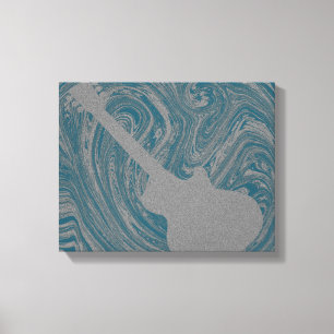 Grunge Guitar Swirls Kanvastryck, Teal Canvastryck