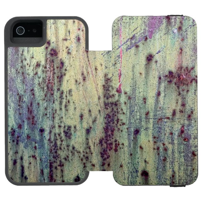 Grunge Gul & Magenta Rostigt Metallmönster Incipio iPhone Wallet Skal (Folio Öppen)
