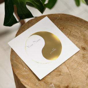 Grunge guld&vit  yin yang fyrkantigt visitkort