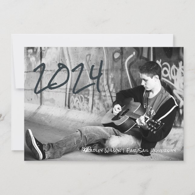 Grunge Guy Grad High School College Photo Meddelande (Framsida)