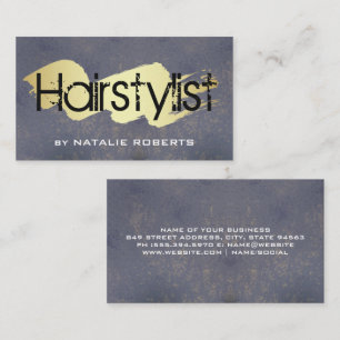 Grunge Hairstylist Guld Scribble Visitkort