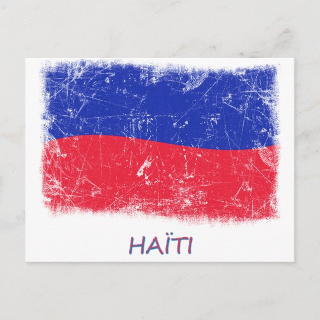 Grunge Haiti Flagga Vykort (Framsida)