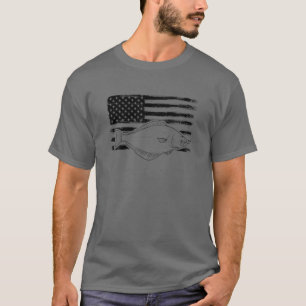 Grunge Halibut USA Distress Plaice Sanddab Floun T Shirt