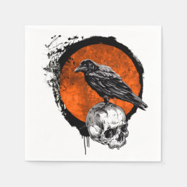 Grunge Halloween Raven & Skull Pappersservett