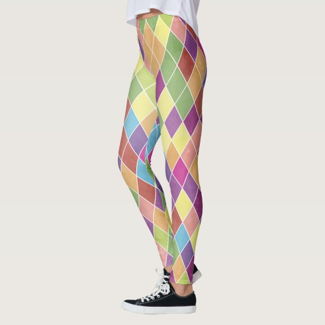 Grunge Harlequin Mönster Leggings (Vänster)