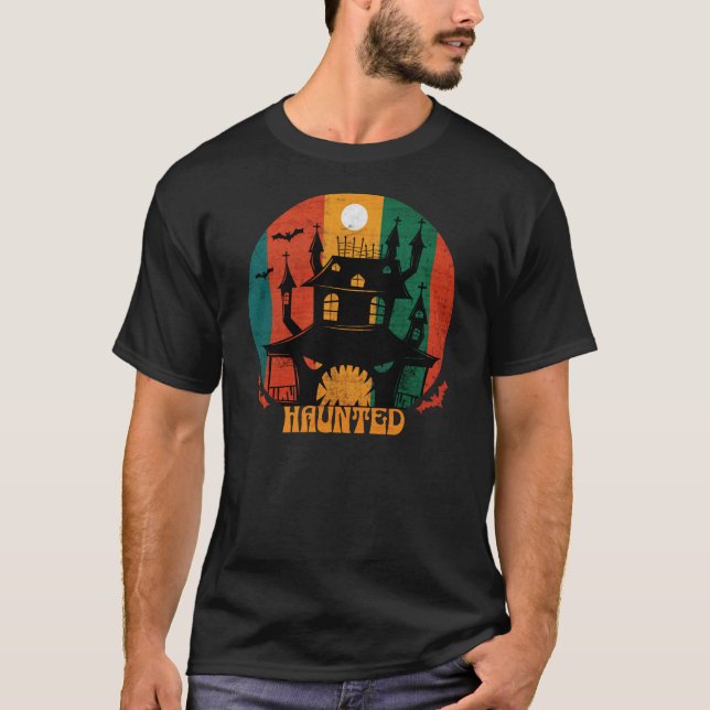Grunge Haunted House Halloween T Shirt (Framsida)