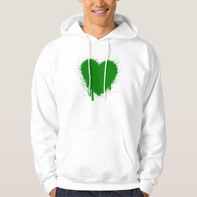 Grunge Heart - Grönt Hoodie (Framsida)