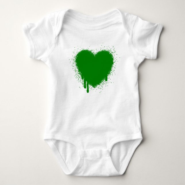 Grunge Heart - Grönt T-shirt (Framsida)