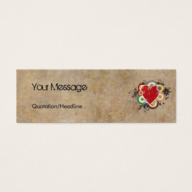 Grunge Heart med Ringar Litet Visitkort (Framsidan)