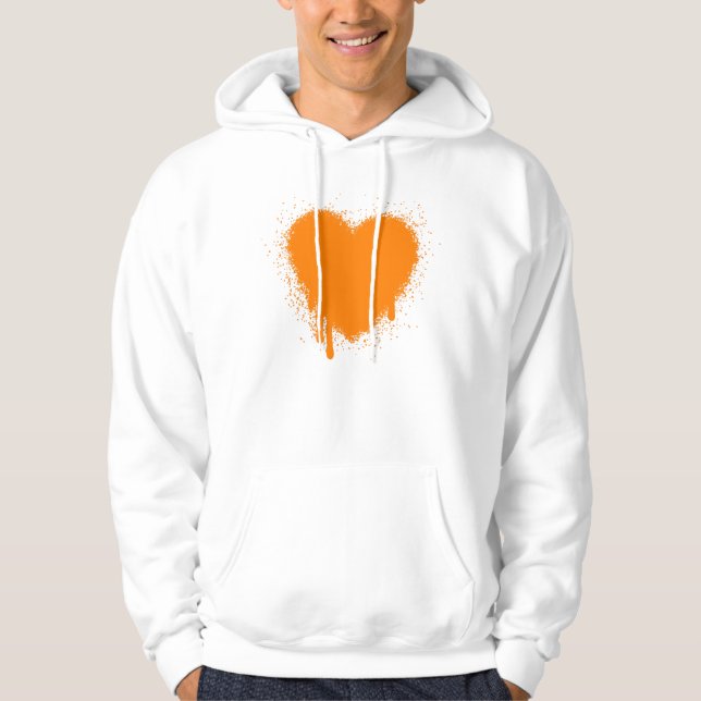 Grunge Heart - Orange Sweatshirt Med Luva (Framsida)