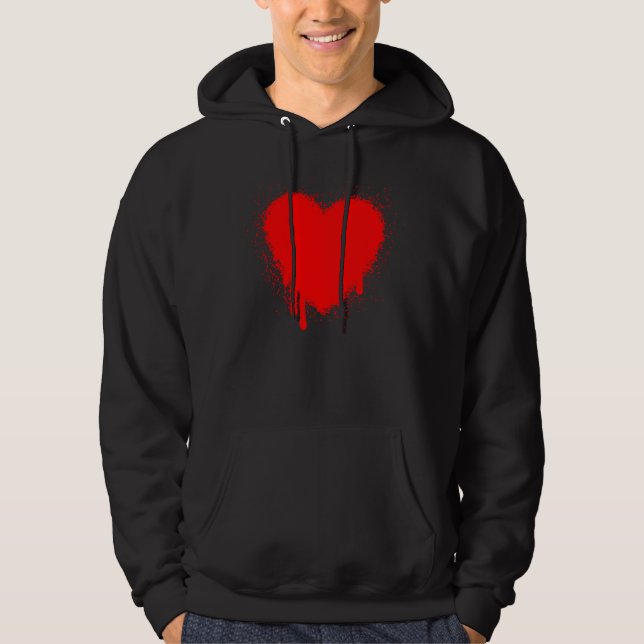 Grunge Heart - Red Sweatshirt Med Luva (Framsida)