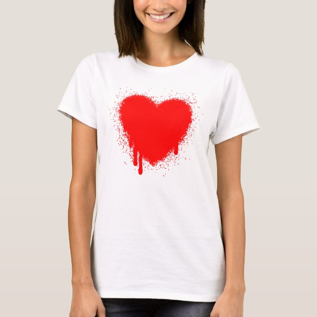 Grunge Heart - Red Tee Shirt (Framsida)