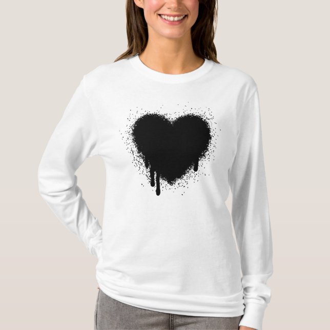 Grunge Heart - svart Tee (Framsida)