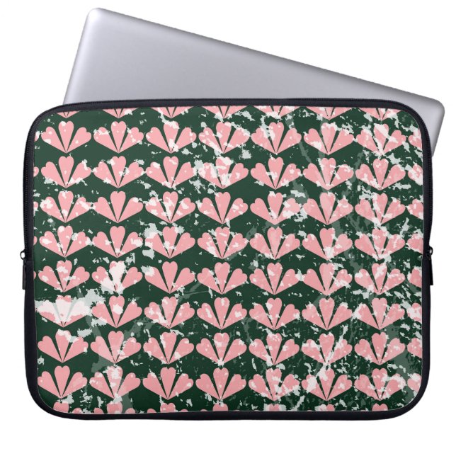 Grunge hjärtan och blommor mönster. laptop fodral (Framsidan)