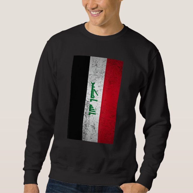 Grunge Irak Flagga Retro Mellan östern arabiska ku Lång Ärmad Tröja (Framsida)