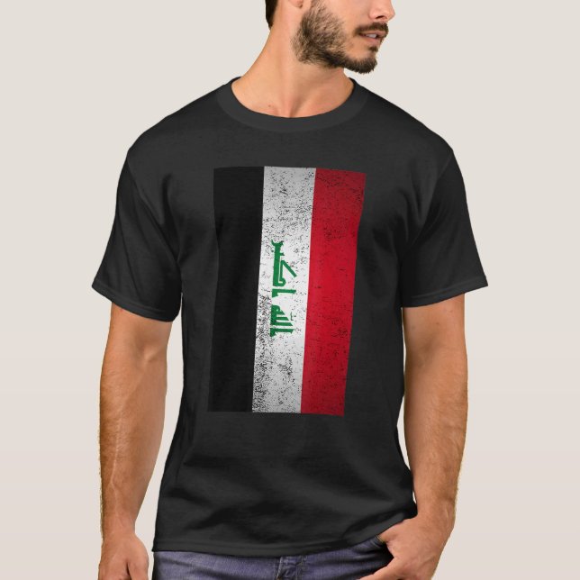 Grunge Irak Flagga Retro Mellan östern arabiska ku T Shirt (Framsida)