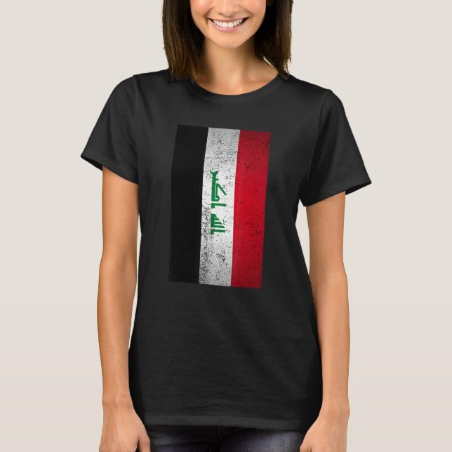 Grunge Irak Flagga Retro Mellan östern arabiska ku T Shirt (Framsida)