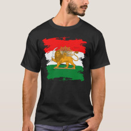 Grunge Iranian Flagga with Loin Emblem Logotyp T Shirt