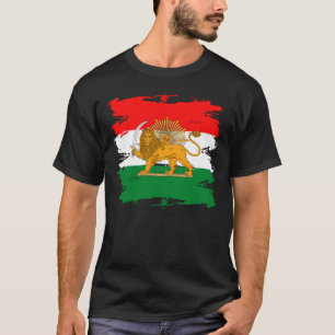 Grunge Iranian Flagga with Loin Emblem Logotyp T Shirt