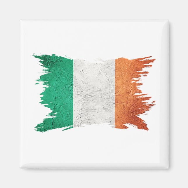 Grunge Ireland flagga, Penseldrag, Irish flagga Magnet (Framsidan)