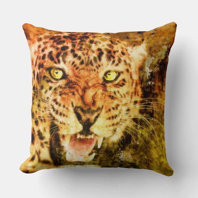 Grunge Jaguar Decorative Pillow Kudde (Framsida)
