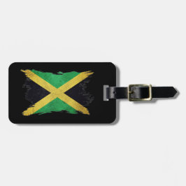 Grunge Jamaica flagga, Penseldrag, Jamaica flagga Bagagebricka