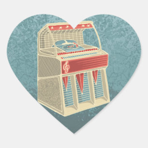 Grunge Jukebox Hjärtformat Klistermärke