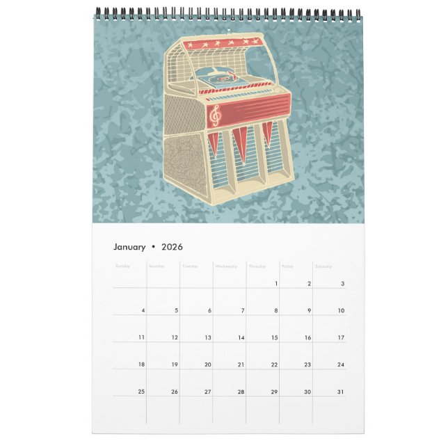 Grunge Jukebox Kalender (Jan 2026)