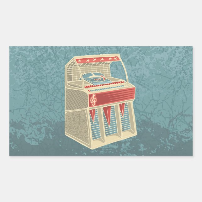 Grunge Jukebox Rektangulärt Klistermärke (Framsida)