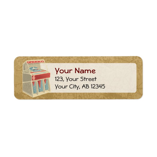Grunge Jukebox Returadress Etikett (Framsidan)